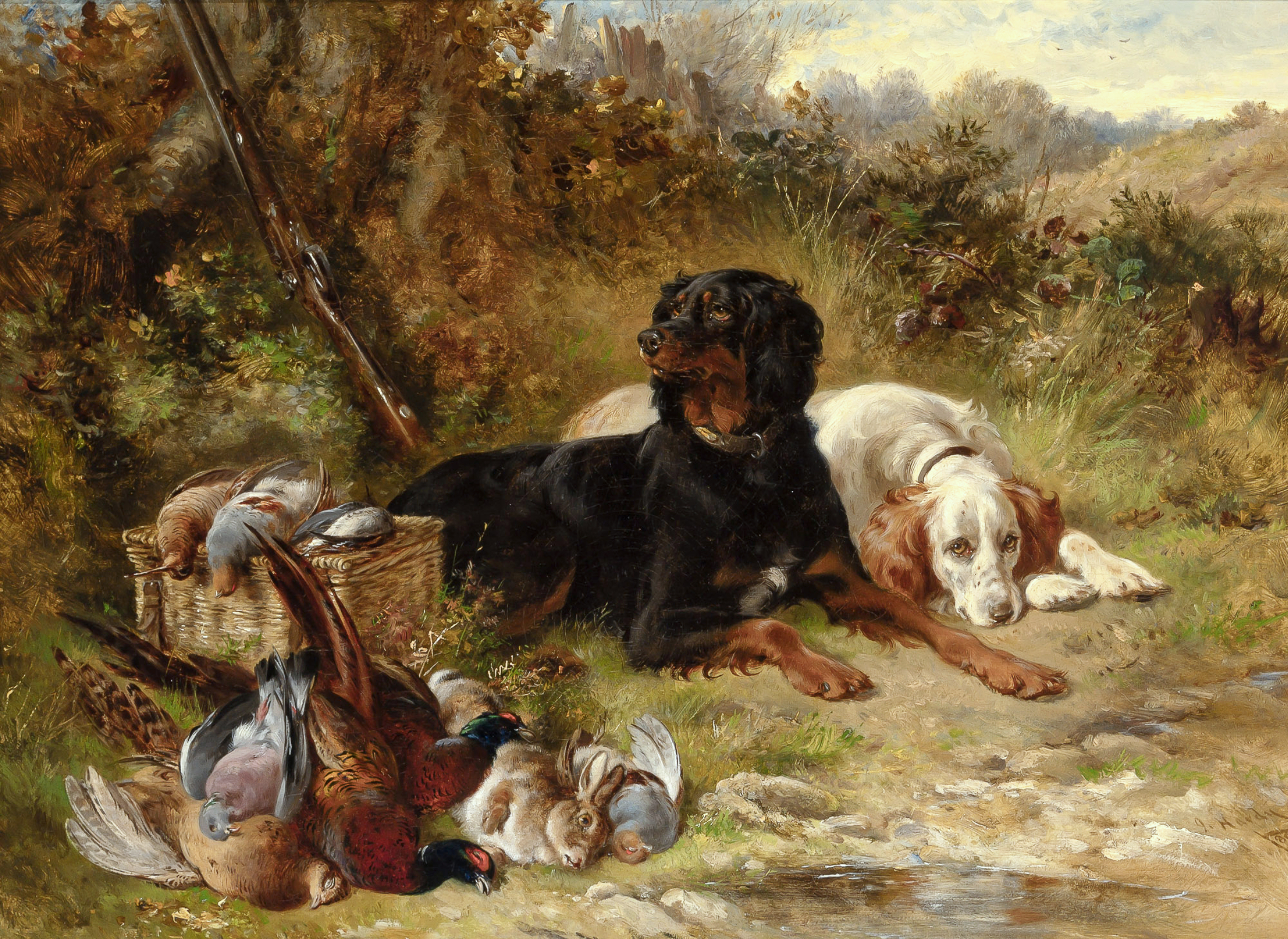 Waiting for Master (A Gordon and an English Setter)